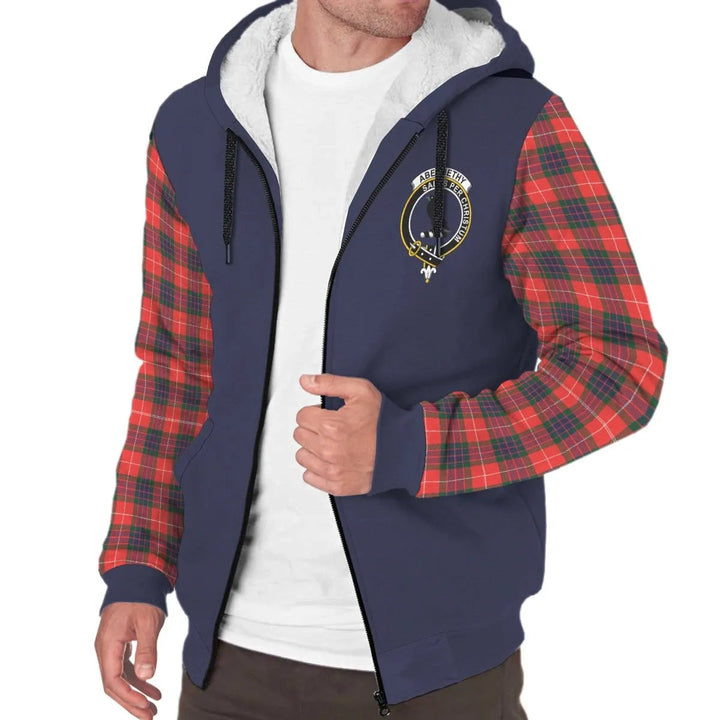 Scottish Abernethy Clan Crest Tartan Plaid Sleeve Sherpa Hoodie