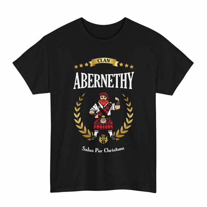 Scottish Abernethy Clan Tartan T-Shirt - Motto Scotsman Tartan Plaid Black Color