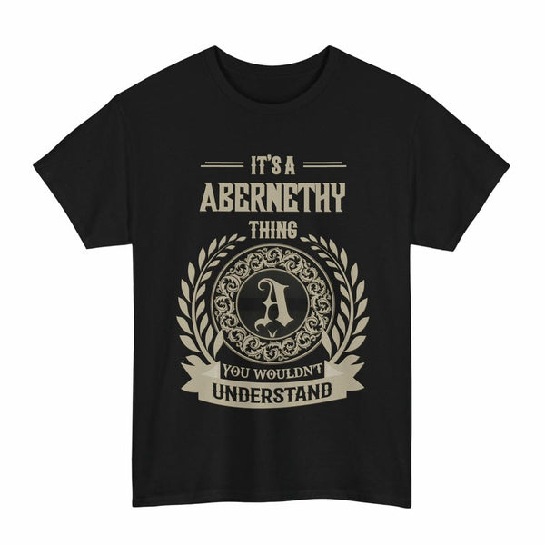 Scottish Abernethy Clan Tartan T-Shirt - Vintage Family Name Tartan Plaid Black Color