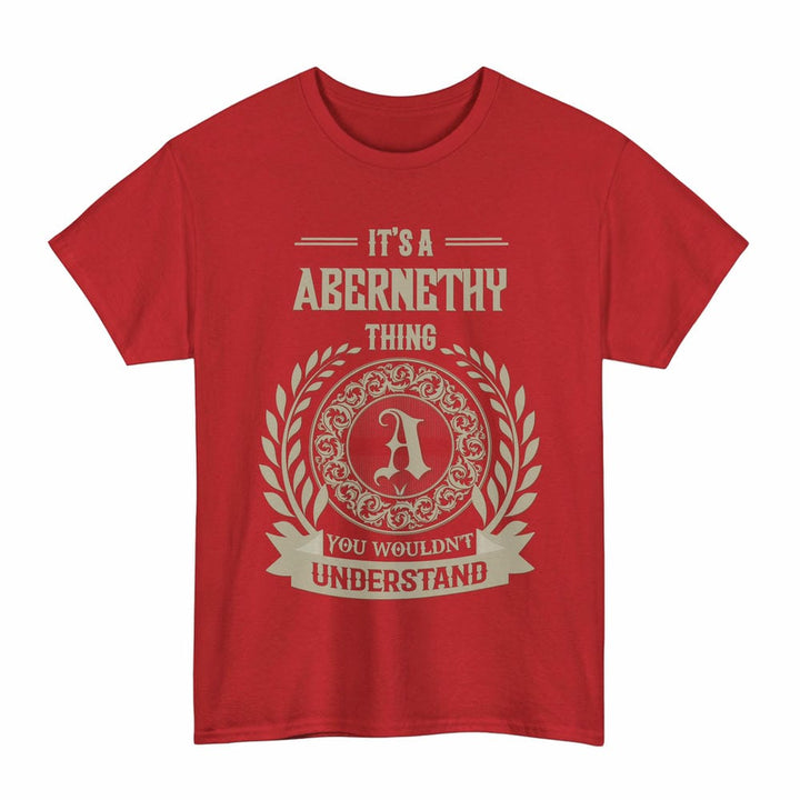Scottish Abernethy Clan Tartan T-Shirt - Vintage Family Name Tartan Plaid Red Color