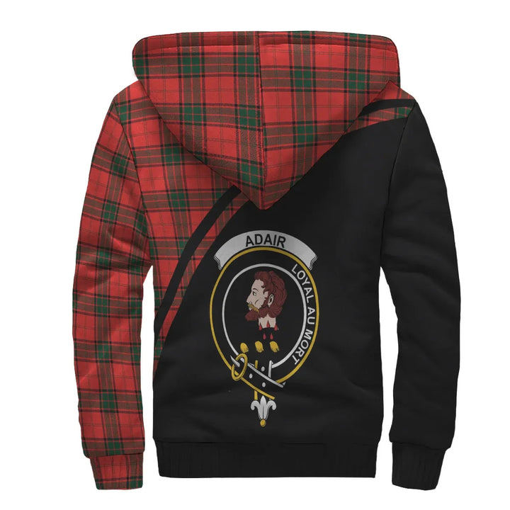 Scottish Adair Clan Crest Tartan Curve Sherpa Hoodie