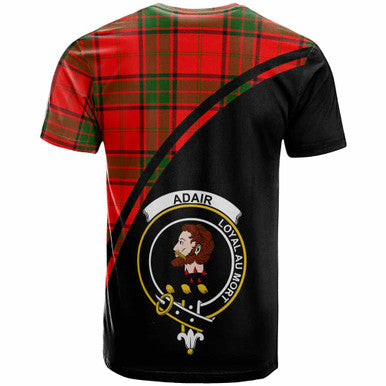 Scottish Adair Clan Crest Tartan Curve T-Shirt Back Side Tartan Plaid