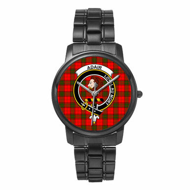Scottish Adair Clan Crest Tartan Folding Clasp Steel Quartz Watches Tartan Plaid Black 1