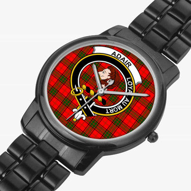 Scottish Adair Clan Crest Tartan Folding Clasp Steel Quartz Watches Tartan Plaid Black 2