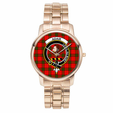 Scottish Adair Clan Crest Tartan Folding Clasp Steel Quartz Watches Tartan Plaid Rose Gold 1