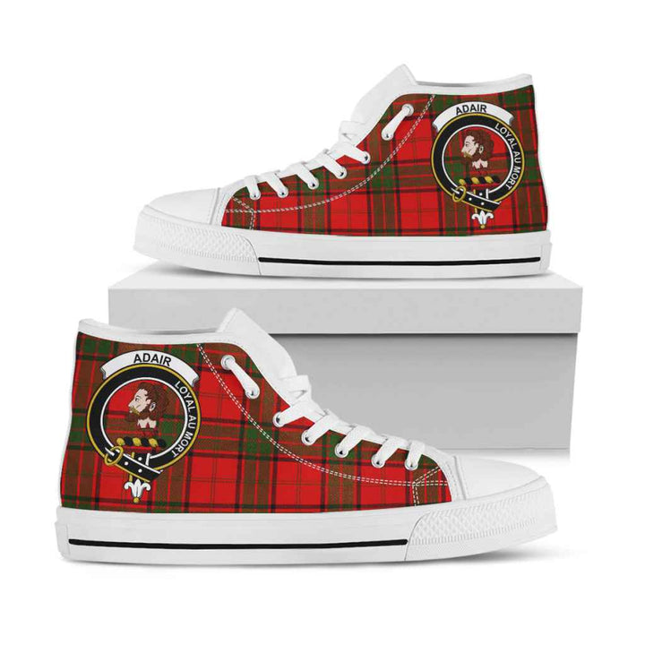 Scottish Adair Clan Crest Tartan High Top Shoes White Sole Tartan Plaid