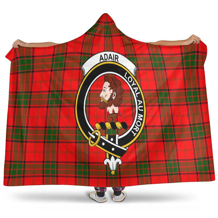 Scottish Adair Clan Crest Tartan Hooded Blanket Tartan Plaid 1