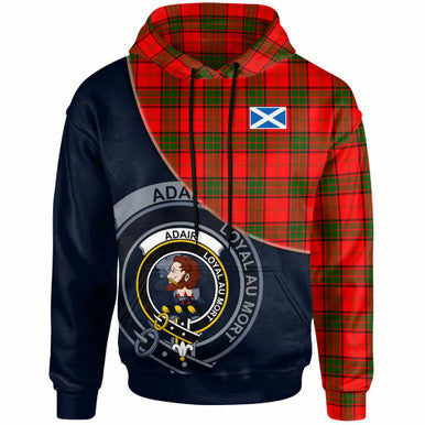 Scottish Adair Clan Crest Tartan Hoodie - Bend Style Front Side Tartan Plaid