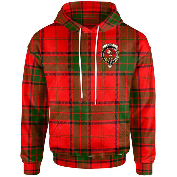 Scottish Adair Clan Crest Tartan Hoodie Front Side Tartan Plaid