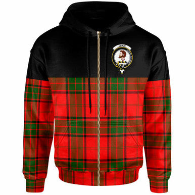 Scottish Adair Clan Crest Tartan Hoodie - Horizontal Style Zip-up Tartan Plaid