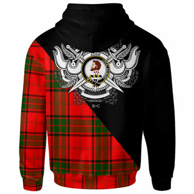 Scottish Adair Clan Crest Tartan Hoodie - Military Logo Back Side Tartan Plaid