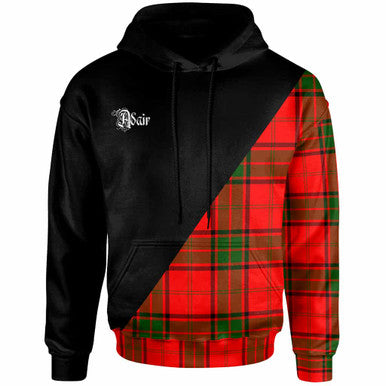 Scottish Adair Clan Crest Tartan Hoodie - Military Logo Front Side Tartan Plaid