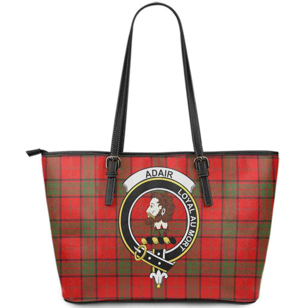 Scottish Adair Clan Crest Tartan Leather Tote Tartan Plaid