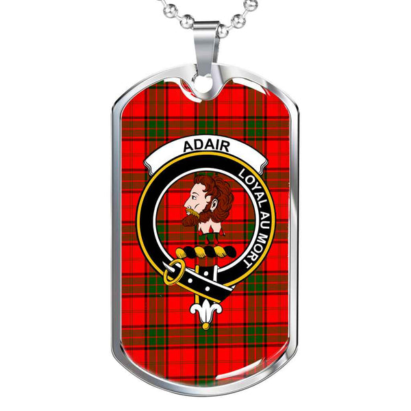 Scottish Adair Clan Crest Tartan Military Dog Tag Necklace Tartan Plaid 1