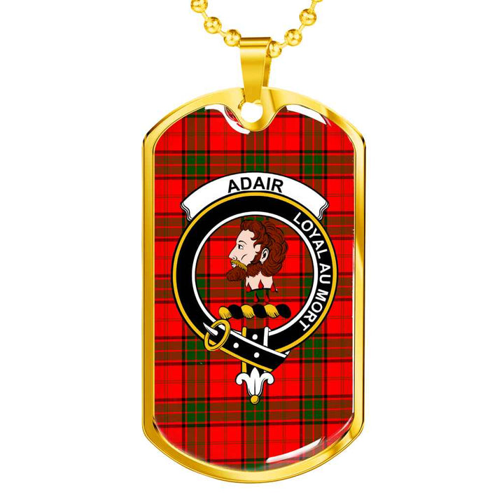 Scottish Adair Clan Crest Tartan Military Dog Tag Necklace Tartan Plaid 2