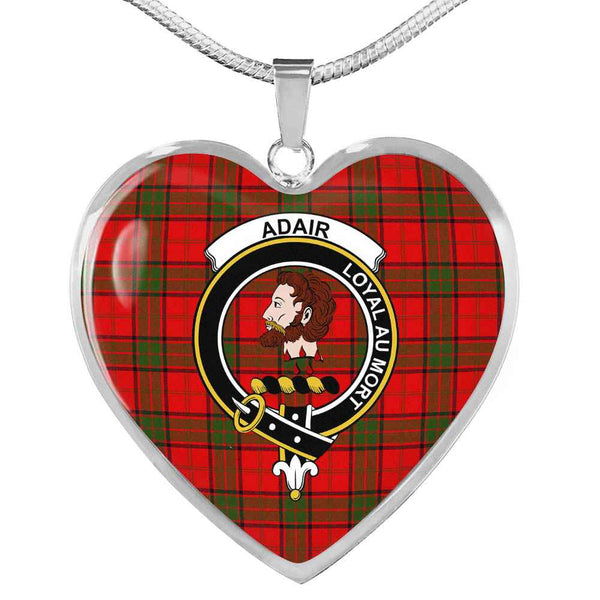 Scottish Adair Clan Crest Tartan Necklace Heart Tartan Plaid 1