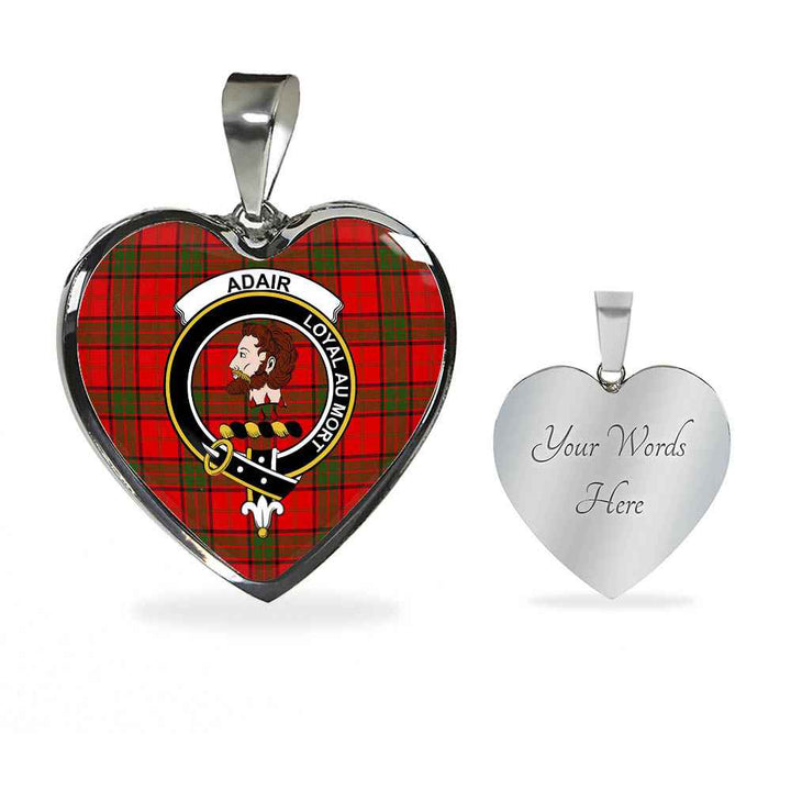 Scottish Adair Clan Crest Tartan Necklace Heart Tartan Plaid 3