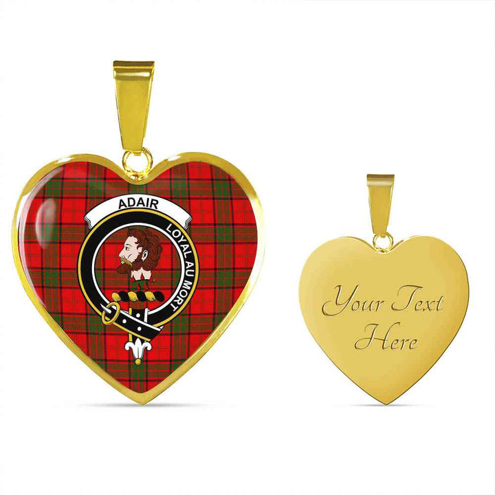 Scottish Adair Clan Crest Tartan Necklace Heart Tartan Plaid 4