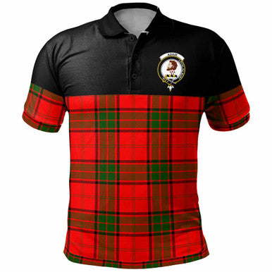 Scottish Adam Clan Tartan Polo Shirt - Horizontal Style Front Side Tartan Plaid