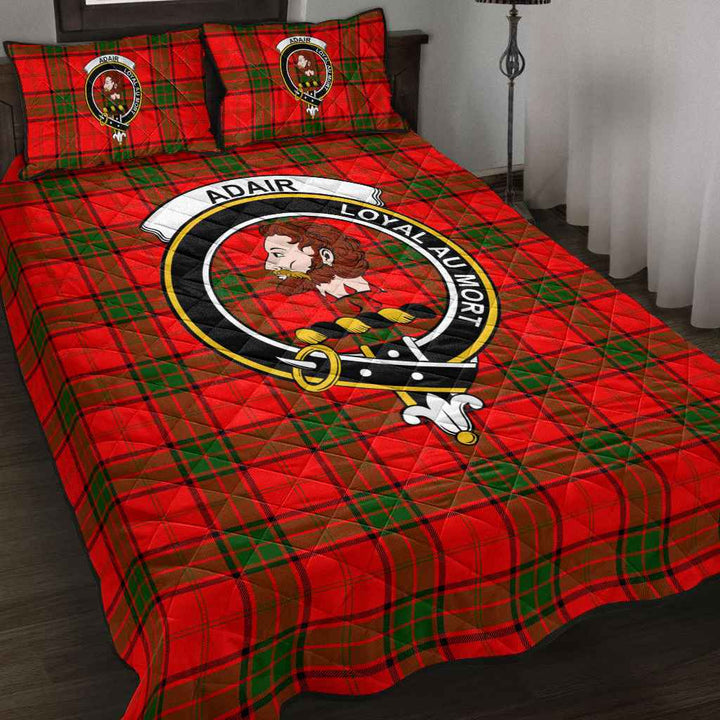 Scottish Adair Clan Crest Tartan Quilt Bed Set Tartan Plaid 2