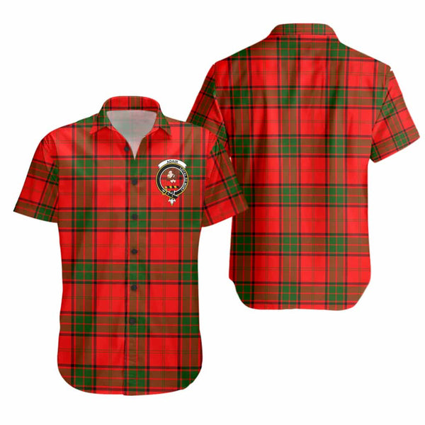 Scottish Adair Clan Crest Tartan Short Sleeve Shirt Tartan Plaid