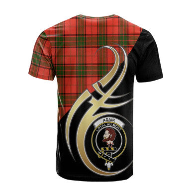 Scottish Adair Clan Crest Tartan T-Shirt Believe in Me Back Side Tartan Plaid