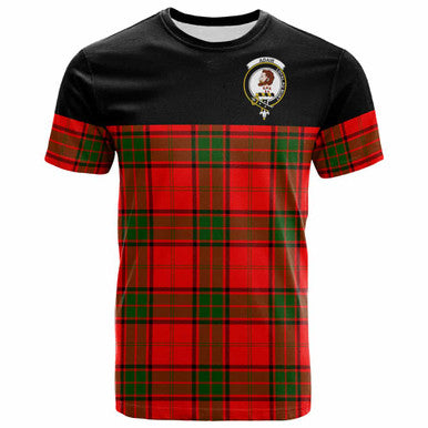 Scottish Adair Clan Crest Tartan T-Shirt - Horizontal Style Front Side Tartan Plaid