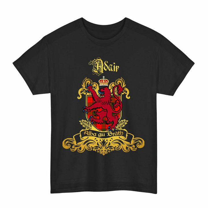 Scottish Adair Clan Tartan Lion Rampant of Scotland T-Shirt Tartan Plaid Black Color