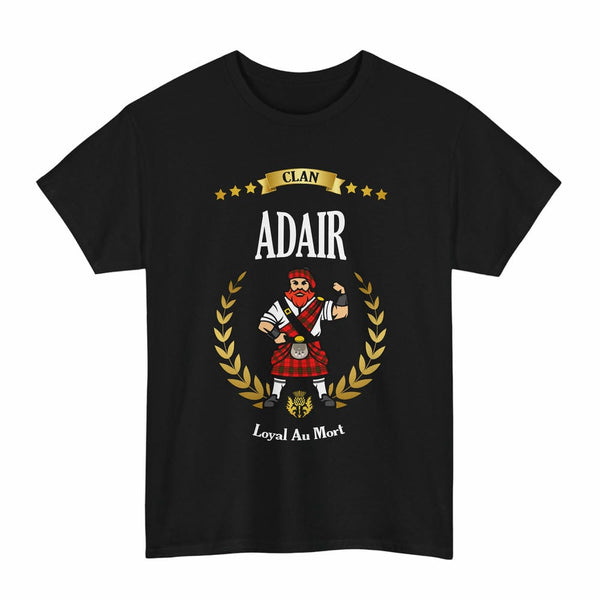 Scottish Adair Clan Tartan T-Shirt - Motto Scotsman Tartan Plaid Black Color