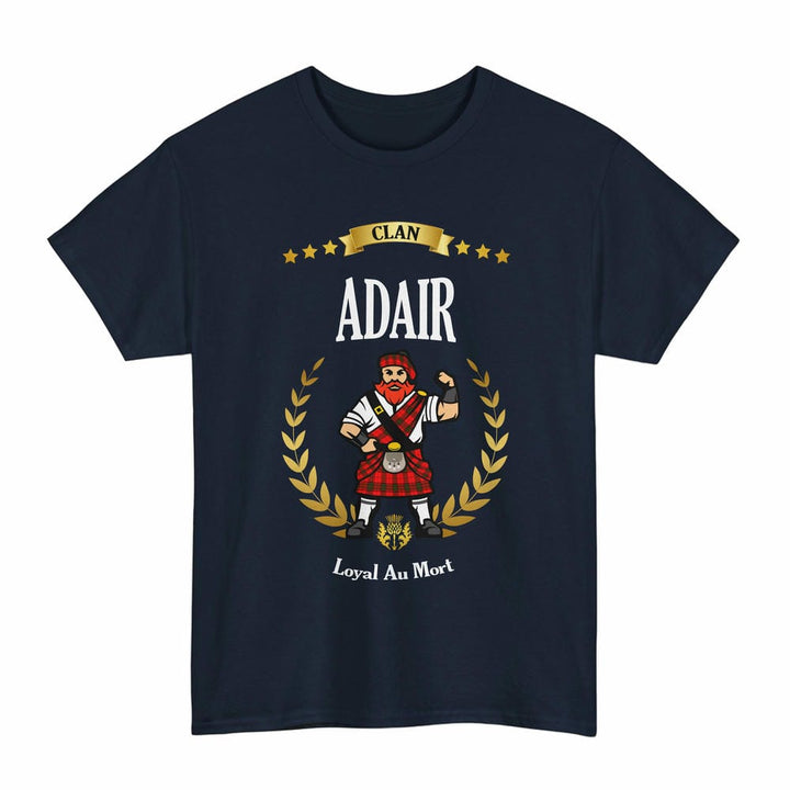 Scottish Adair Clan Tartan T-Shirt - Motto Scotsman Tartan Plaid Navy Color