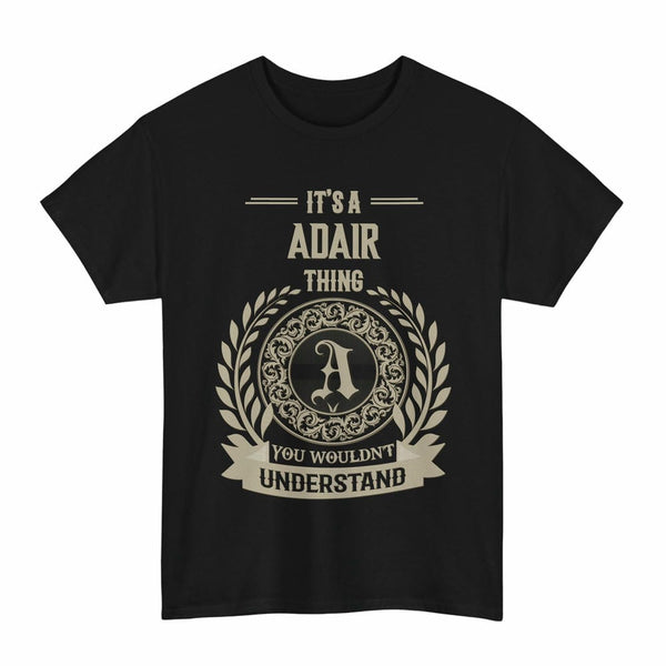 Scottish Adair Clan Tartan T-Shirt - Vintage Family Name Tartan Plaid Black Color