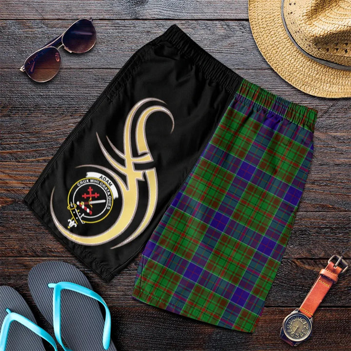 Scottish Adam Clan Crest Tartan Believe in Me Men's Shorts