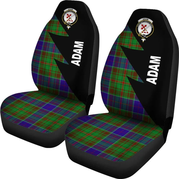 Scottish Adam Clan Crest Tartan Car Seat Covers - Flash Style 2