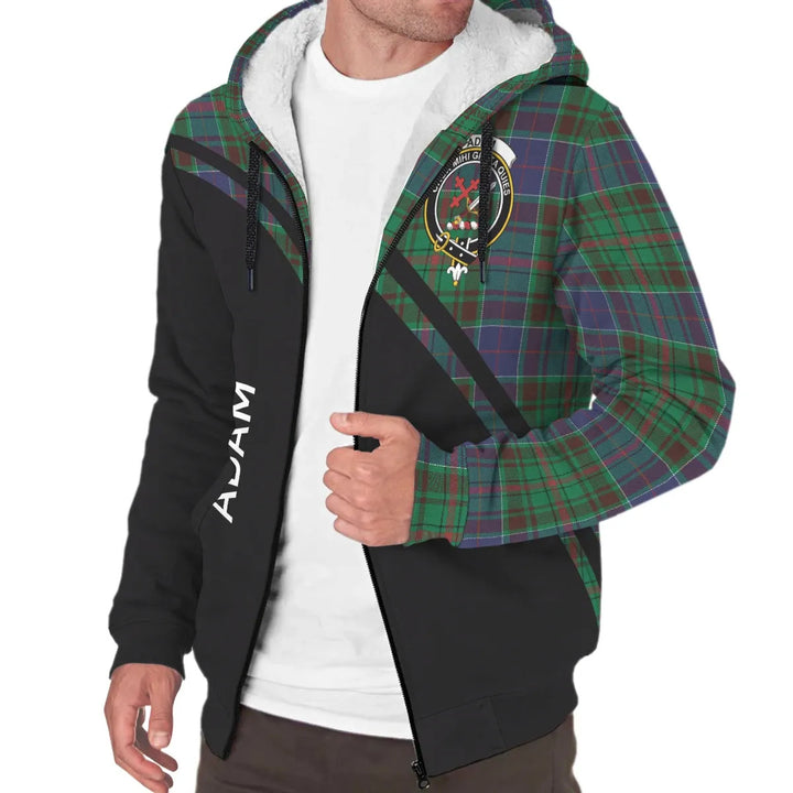 Scottish Adam Clan Crest Tartan Curve Sherpa Hoodie