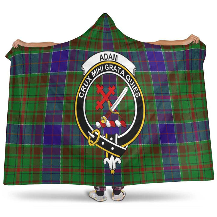 Scottish Adam Clan Crest Tartan Hooded Blanket Tartan Plaid 1