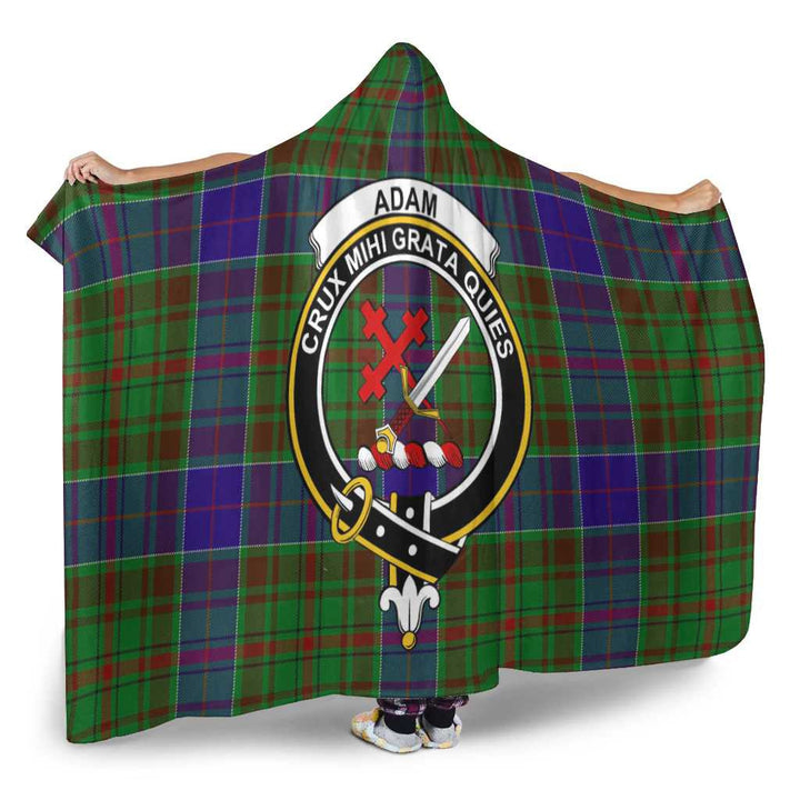 Scottish Adam Clan Crest Tartan Hooded Blanket Tartan Plaid 2