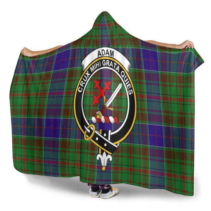Scottish Adam Clan Crest Tartan Hooded Blanket Tartan Plaid 3