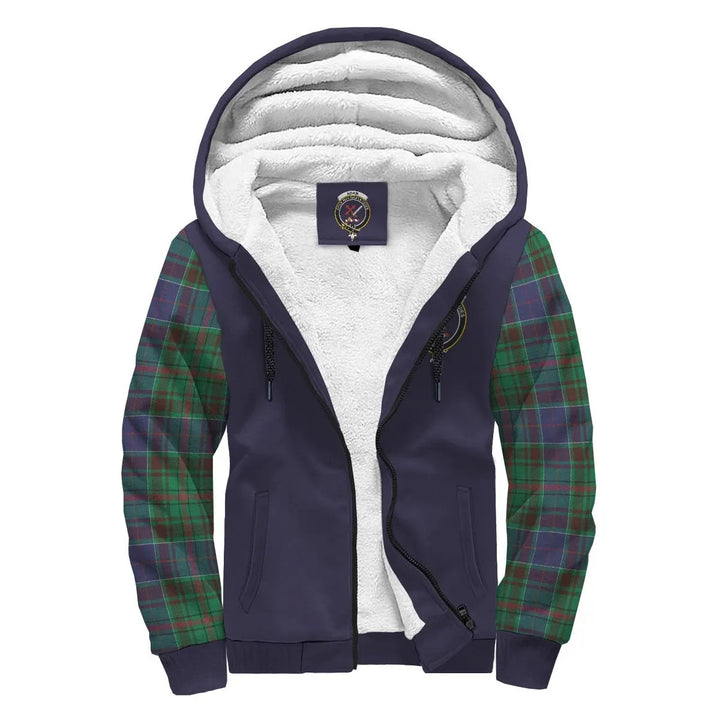 Scottish Adam Clan Crest Tartan Plaid Sleeve Sherpa Hoodie