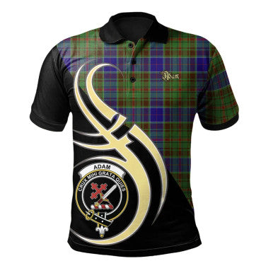 Scottish Adam Clan Crest Tartan Polo Shirt Believe in Me Front Side Tartan Plaid