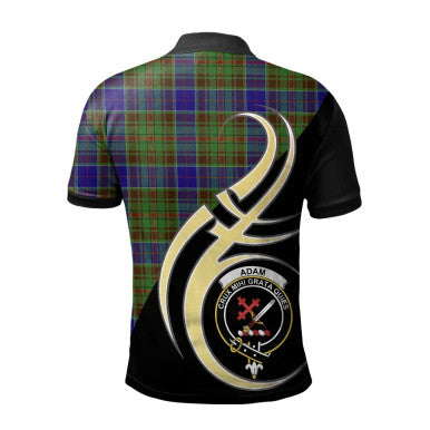 Scottish Adam Clan Crest Tartan Polo Shirt Believe in Me Back Side Tartan Plaid