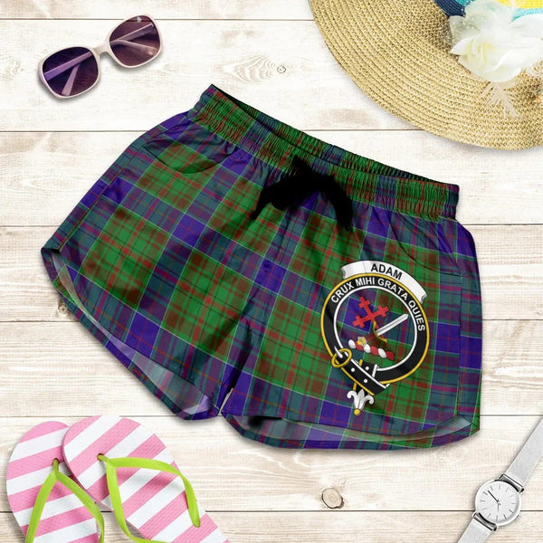 Scottish Adam Clan Crest Tartan Women Shorts