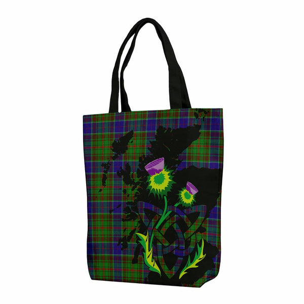 Scottish Adam Clan Tartan Canvas Bag With Shoulder Strap With Thistle Tartan Plaid 1