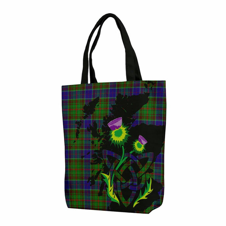 Scottish Adam Clan Tartan Canvas Bag With Shoulder Strap With Thistle Tartan Plaid 1
