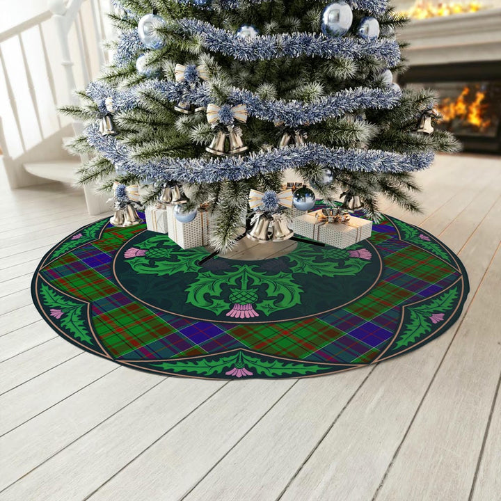 Scottish Adam Clan Tartan Christmas Tree Skirt Old Scottish Thistle Flower No Tassels Tartan Plaid 3