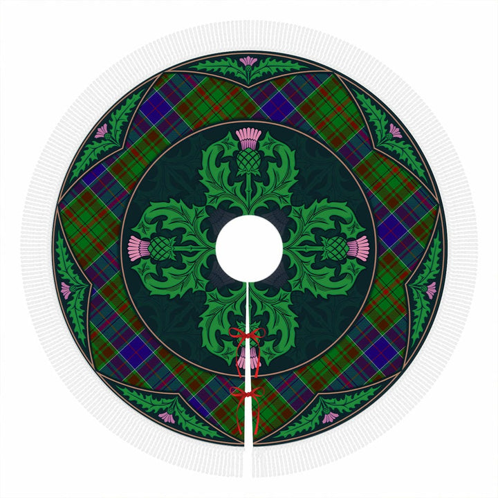Scottish Adam Clan Tartan Christmas Tree Skirt Old Scottish Thistle Flower Tassels Tartan Plaid 1