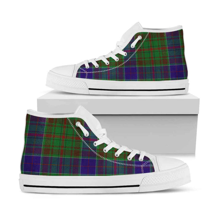 Scottish Adam Clan Tartan High Top Shoes White Sole Tartan Plaid