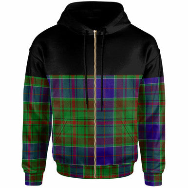 Scottish Adam Clan Tartan Hoodie - Horizontal Style Zip Tartan Plaid