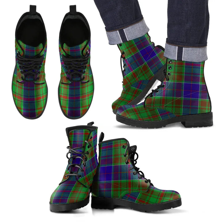 Scottish Adam Clan Tartan Leather Boots