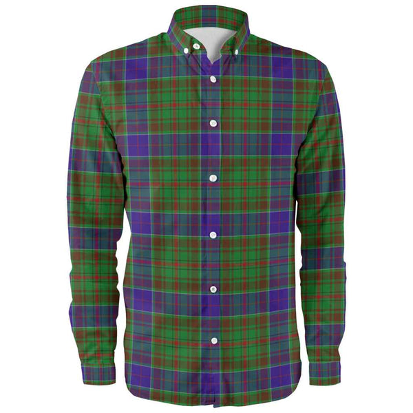 Scottish Adam Clan Tartan Long Sleeve Shirt Front Side Tartan Plaid