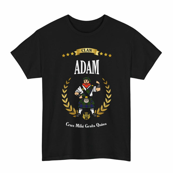 Scottish Adam Clan Tartan T-Shirt - Motto Scotsman Tartan Plaid Black Color